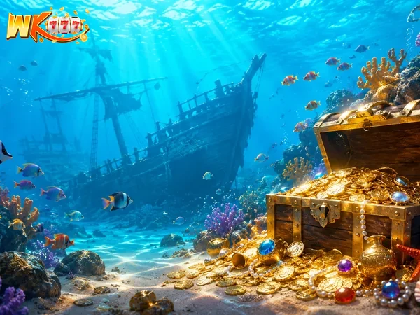 A closer look at Pirate Fishing's pirate captain, ship, and sea-themed symbols.